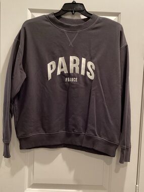 H&M Charcoal Crewneck Sweatshirt with Paris Graphic
